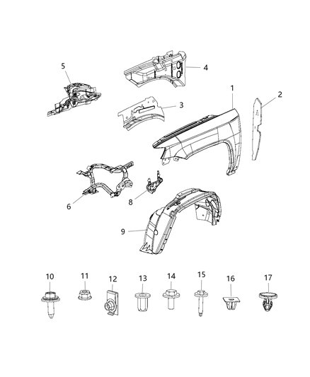 2016 Jeep Compass Front Fender Diagram