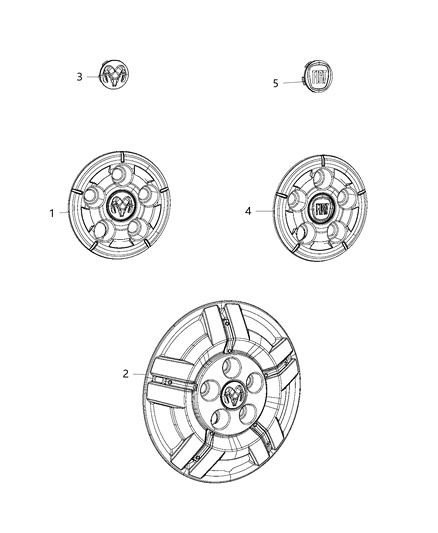 2021 Ram ProMaster 1500 Wheel Cover Diagram for 68417597AA