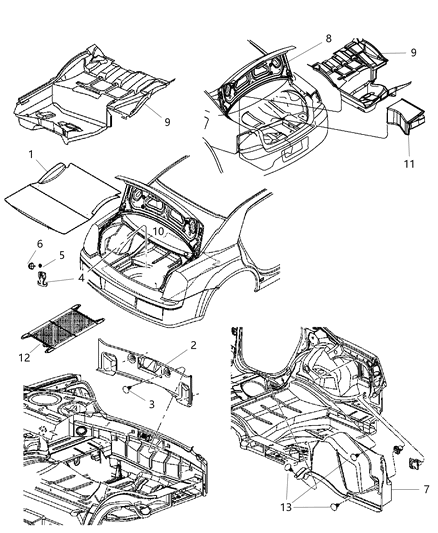 2011 Dodge Charger Carpet-Luggage Compartment Diagram for 55315147AF