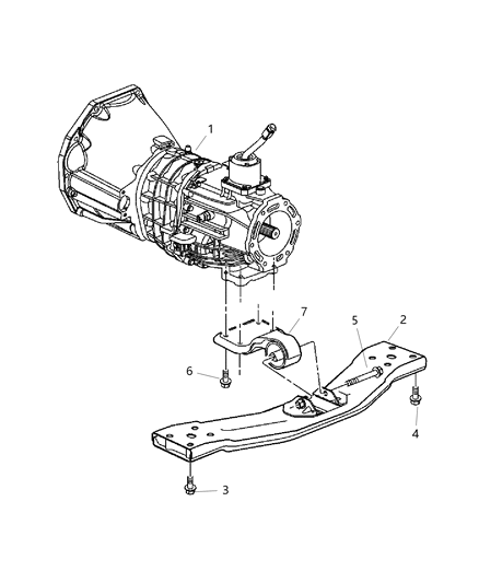 2004 Jeep Liberty Rear, Transmission Mounting Diagram 4