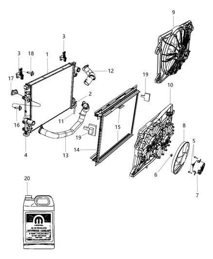 2013 Dodge Challenger Radiator & Related Parts Diagram