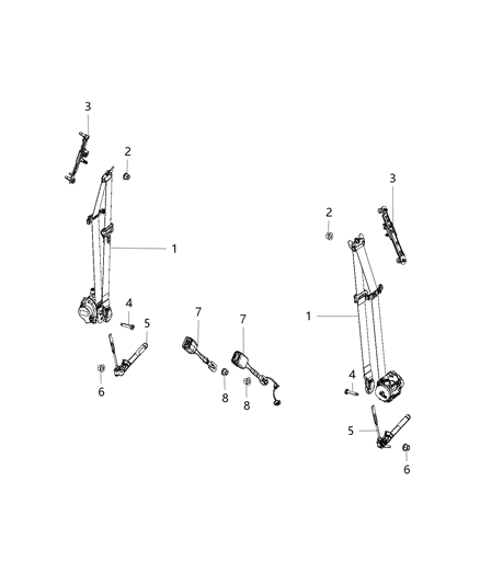 2017 Chrysler 200 Front Inner Seat Belt Diagram for 6DR271L2AA