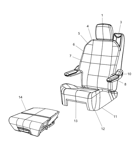 2010 Dodge Grand Caravan HEADREST-Rear Diagram for 1NR771D5AA