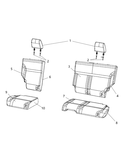 2012 Jeep Liberty Rear Seat Back Cover Diagram for 1TV12DK7AA