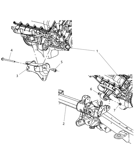 2006 Dodge Durango Front Mount Brackets To Engine Diagram 1