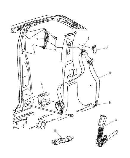 2010 Jeep Commander Front Inner Seat Belt Diagram for 1CB121DVAA