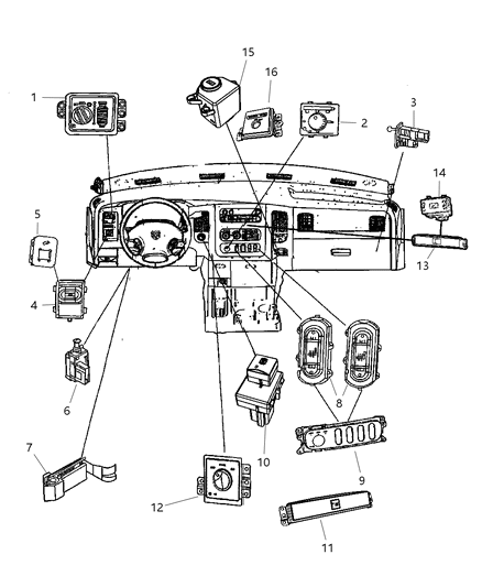 2009 Dodge Ram 3500 Switches Instrument Panel Diagram