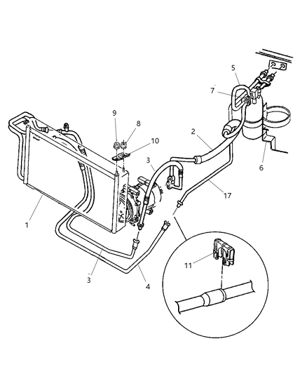 1999 Jeep Cherokee A/C Suction & Discharge Diagram for 55036638