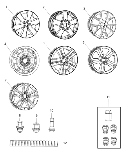 2017 Dodge Journey Wheels & Hardware Diagram