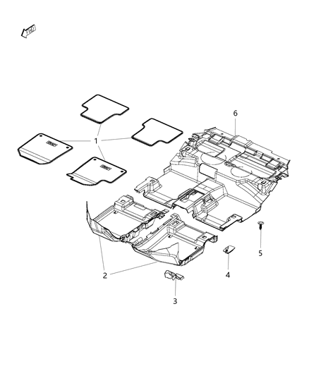2014 Jeep Cherokee Carpet-Front Floor Diagram for 1UB82DX9AB