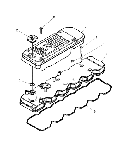 2005 Dodge Ram 3500 Cover-Cylinder Head Diagram for 5086955AB