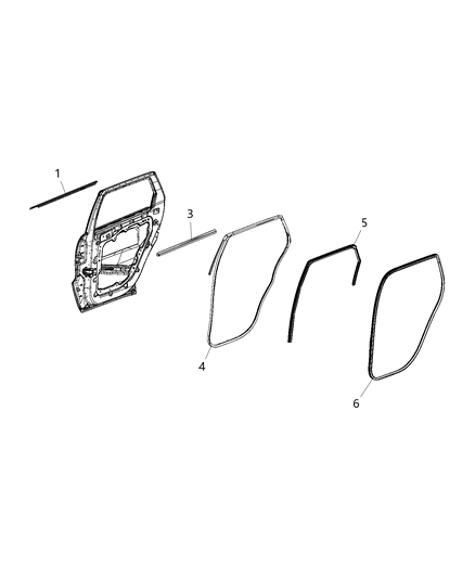 2021 Dodge Durango Weatherstrips - Rear Door Diagram
