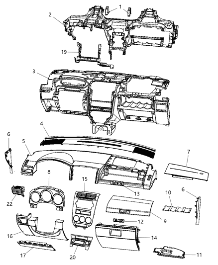 2010 Dodge Caliber Bezel-Instrument Panel Diagram for 1JW601R2AD