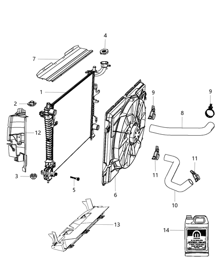 2012 Jeep Grand Cherokee Radiator & Related Parts Diagram 2