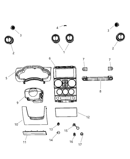 2008 Jeep Wrangler Instrument Panel Trim Diagram