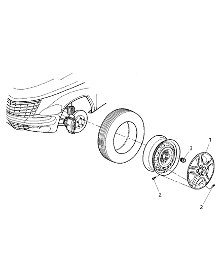 2001 Chrysler PT Cruiser Covers, Wheel Diagram