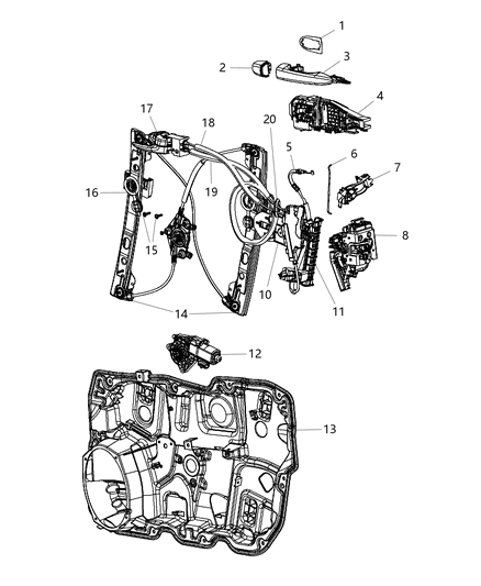 2015 Dodge Dart Front Door Window Regulator Motor Diagram for 68170255AB