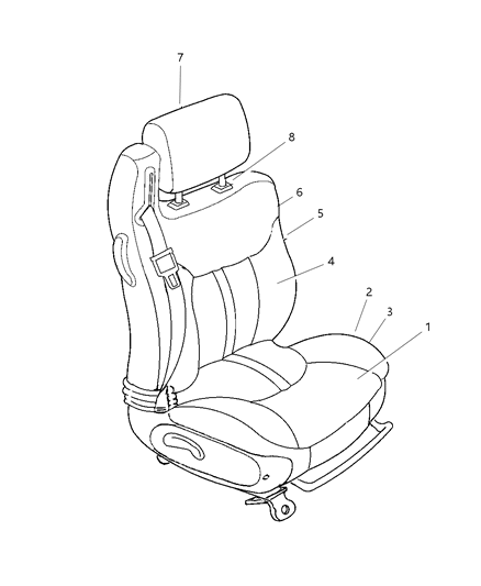 2002 Chrysler Sebring Front Seat Cushion Cover Diagram for UQ871L5AA