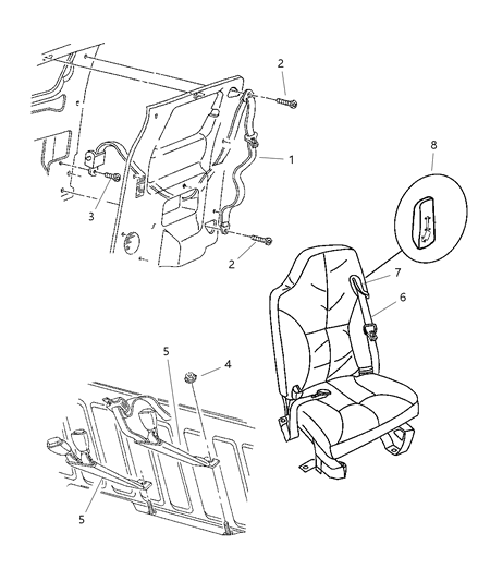 1999 Dodge Ram 2500 Cover SEATBELT RETRACTOR Diagram for 5015933AA