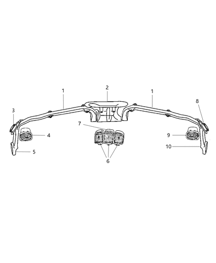 2002 Chrysler Town & Country Duct Instrument Panel Door Diagram for 5009054AA
