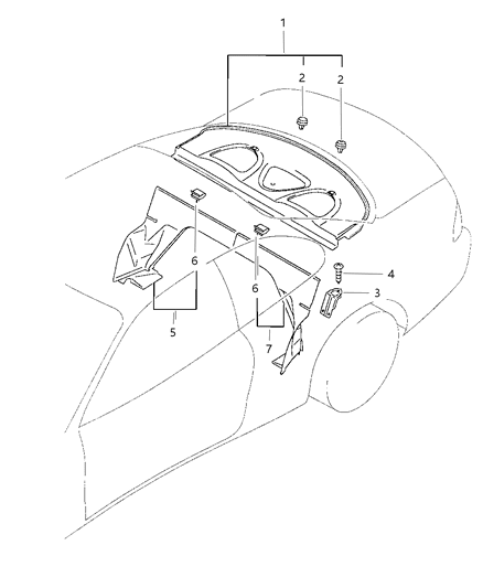 1999 Chrysler Sebring Coupe Rear Shelf Trim Diagram