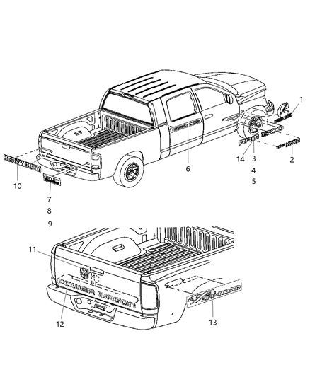 2006 Dodge Ram 2500 Nameplate Diagram for 55078008AB