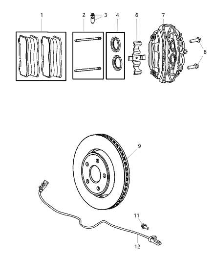 2006 Jeep Grand Cherokee Rear Disc Brake Caliper & Rotor Diagram 1