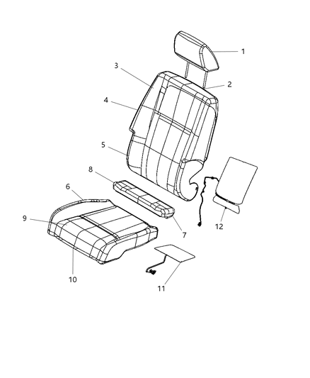 2011 Dodge Journey Foam-Seat Back Diagram for 68096371AA