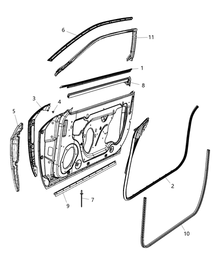 2017 Dodge Challenger Weatherstrips - Front Door Diagram