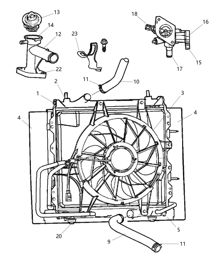 2007 Chrysler PT Cruiser Radiator & Related Parts Diagram