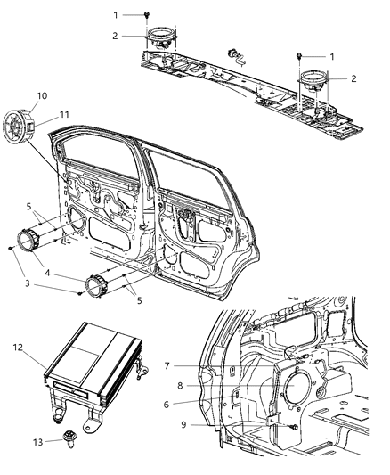 2009 Chrysler Aspen Speaker Diagram for 5064551AA