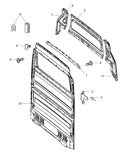 2009 Dodge Sprinter 3500 Cargo Organizer Partition Wall/Lock Protection Diagram