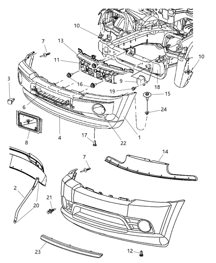 2010 Jeep Grand Cherokee Fascia, Front Diagram