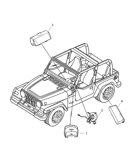 2007 Jeep Wrangler Driver Air Bag Diagram for 5KC81ZJ8AD