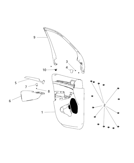 2016 Jeep Grand Cherokee Front Door Trim Armrest Diagram for 5VL281X9AA