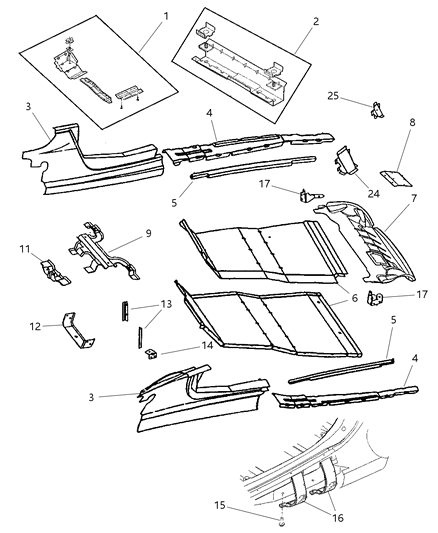 2001 Chrysler Prowler Extension-Floor Pan Diagram for 4815858