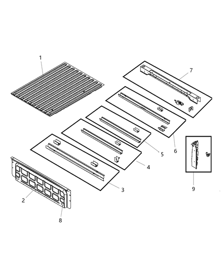 2014 Ram 1500 Pick-Up Box Crossmembers, Reinforcements Diagram 1