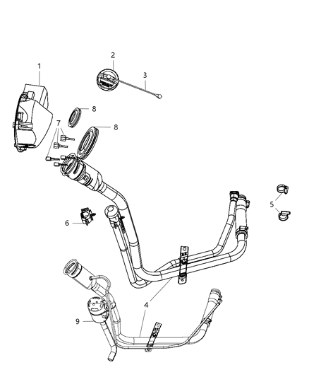 2009 Dodge Nitro Fuel Filler Tube & Related Diagram