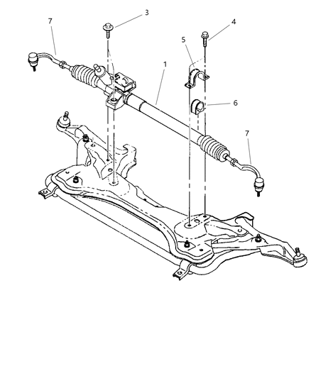 2000 Chrysler Sebring Convertible Gear - Rack & Pinion, Power & Attaching Parts Diagram