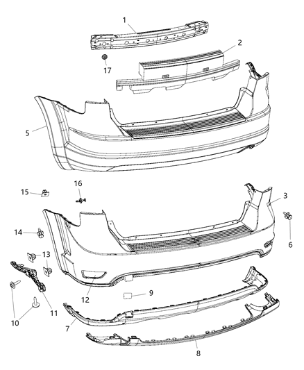 2020 Dodge Journey Fascia, Rear Diagram