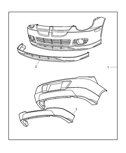 2005 Dodge Neon Front Bumper Cover Diagram for 5102975AA