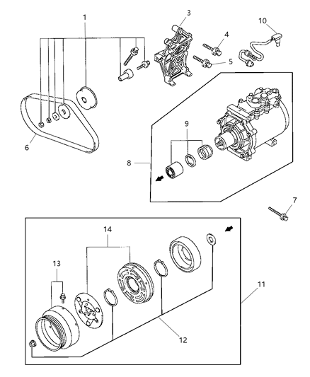 1998 Dodge Avenger Compressor & Mounting Brackets Diagram 2