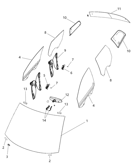 2017 Dodge Journey Windshield Diagram for 68206349AD