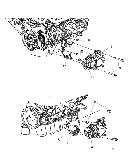 2006 Chrysler Sebring Compressor & Mounting Diagram