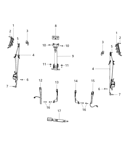 2019 Ram 3500 Pickup Seat Belts, First Row Diagram 3
