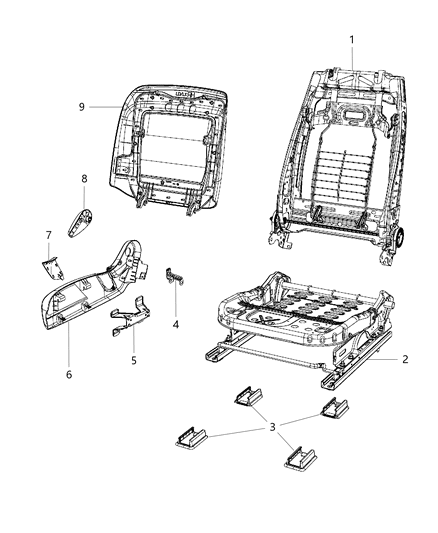 2020 Chrysler 300 Adjusters, Recliners, Shields And Risers - Passenger Seat Diagram 1