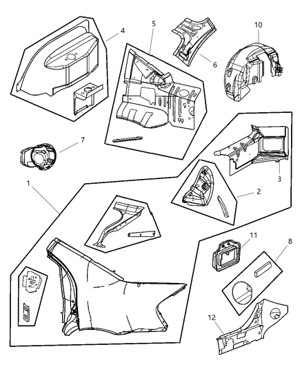 2002 Dodge Stratus Extension-Quarter Panel Diagram for 4878810AA