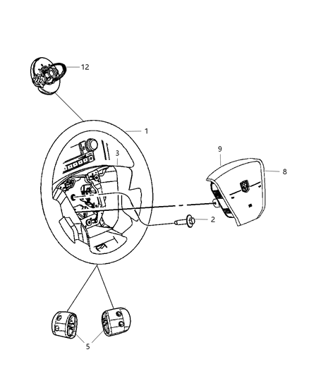 2007 Jeep Compass Cover-Steering Wheel Back Diagram for 1EB85XDVAA