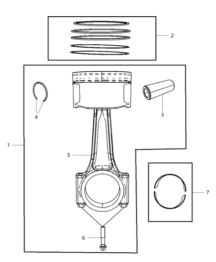 2009 Chrysler PT Cruiser Pistons , Piston Rings , Connecting Rods & Connecting Rod Bearing Diagram 1