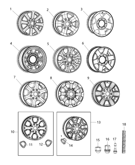 2018 Ram 2500 Wheels & Hardware Diagram